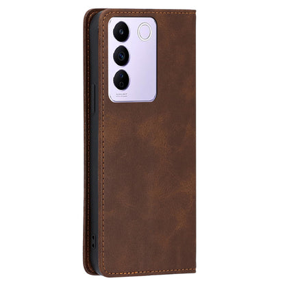 For vivo S16e 5G PU Leather Anti-drop Wallet Stand Phone Case Calf Texture Magnetic Closing Cover