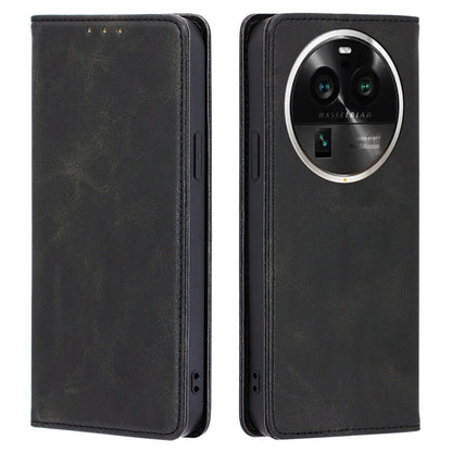 For Oppo Find X6 Pro Phone Case PU Leather+TPU Wallet Stand Calf Texture Magnetic Closing Cover