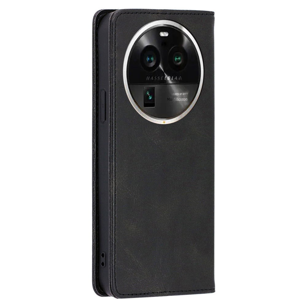 For Oppo Find X6 Pro Phone Case PU Leather+TPU Wallet Stand Calf Texture Magnetic Closing Cover