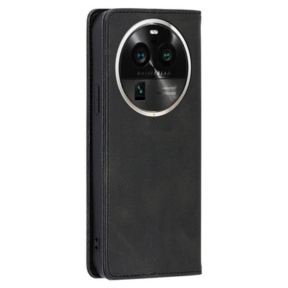 For Oppo Find X6 Pro Phone Case PU Leather+TPU Wallet Stand Calf Texture Magnetic Closing Cover