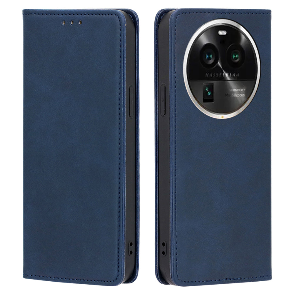 For Oppo Find X6 Pro Phone Case PU Leather+TPU Wallet Stand Calf Texture Magnetic Closing Cover