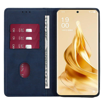 For Oppo Find X6 Pro Phone Case PU Leather+TPU Wallet Stand Calf Texture Magnetic Closing Cover