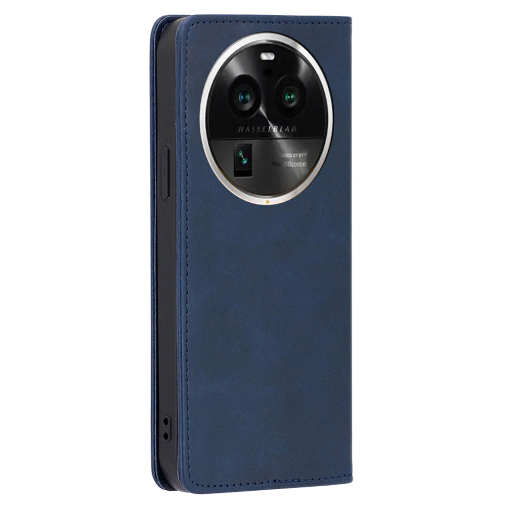 For Oppo Find X6 Pro Phone Case PU Leather+TPU Wallet Stand Calf Texture Magnetic Closing Cover