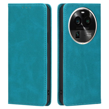 For Oppo Find X6 Pro Phone Case PU Leather+TPU Wallet Stand Calf Texture Magnetic Closing Cover