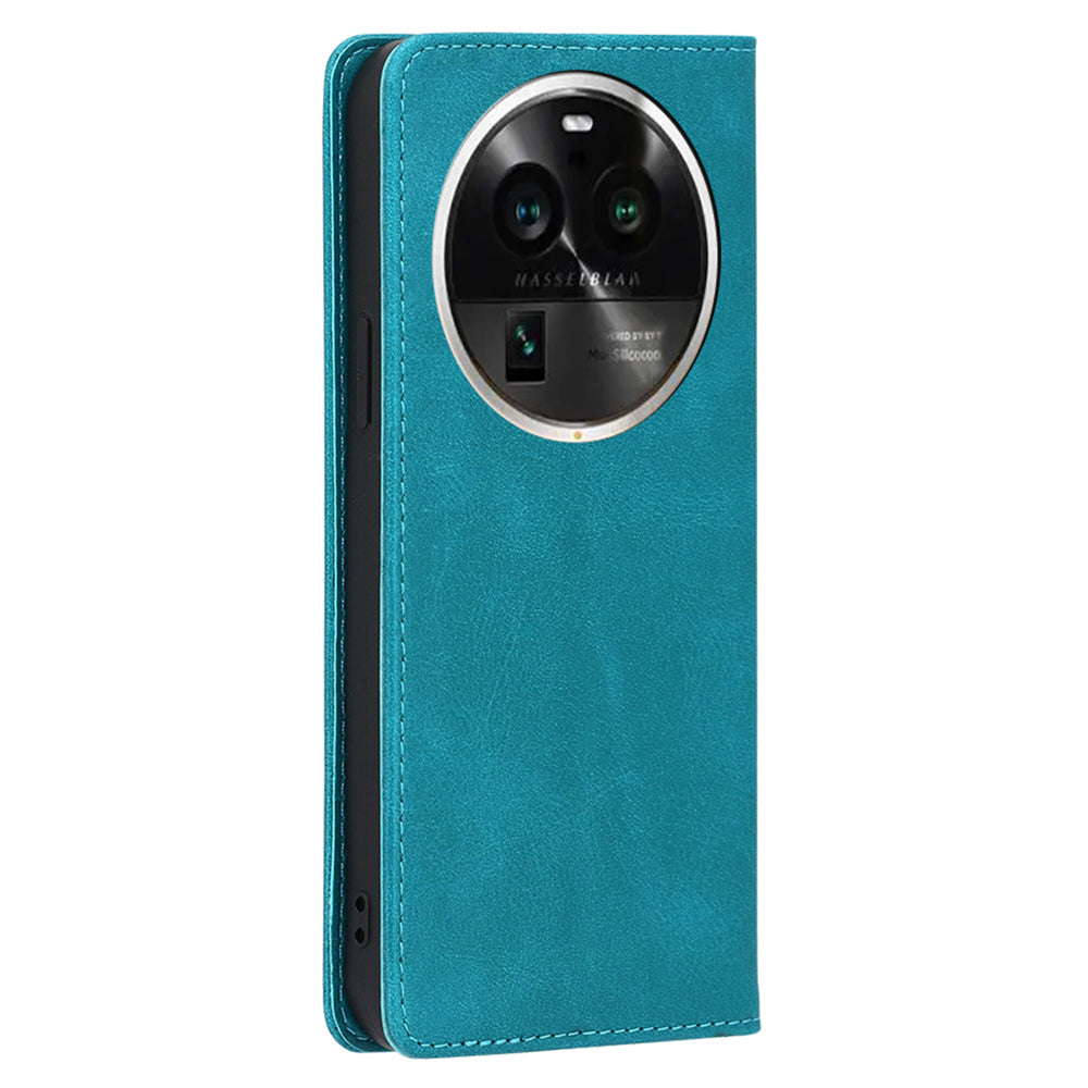 For Oppo Find X6 Pro Phone Case PU Leather+TPU Wallet Stand Calf Texture Magnetic Closing Cover