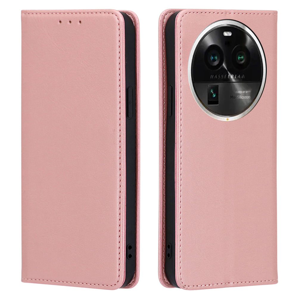 For Oppo Find X6 Pro Phone Case PU Leather+TPU Wallet Stand Calf Texture Magnetic Closing Cover
