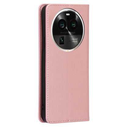 For Oppo Find X6 Pro Phone Case PU Leather+TPU Wallet Stand Calf Texture Magnetic Closing Cover