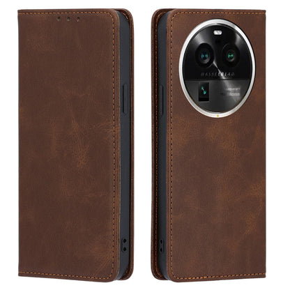 For Oppo Find X6 Pro Phone Case PU Leather+TPU Wallet Stand Calf Texture Magnetic Closing Cover