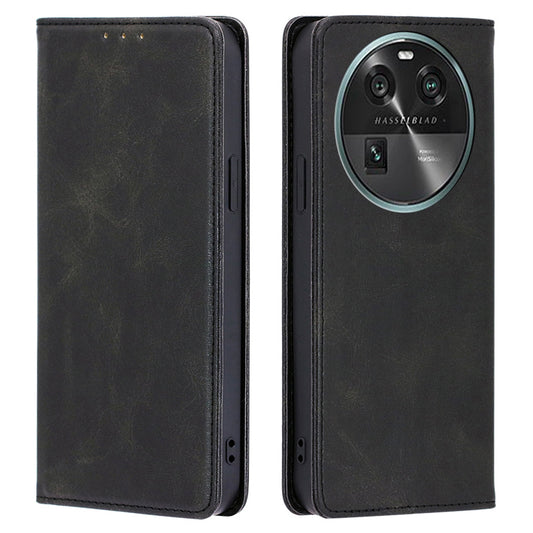 For Oppo Find X6 Calf Texture PU Leather Wallet Stand Phone Case Magnetic Adsorption Cover
