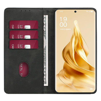 For Oppo Find X6 Calf Texture PU Leather Wallet Stand Phone Case Magnetic Adsorption Cover