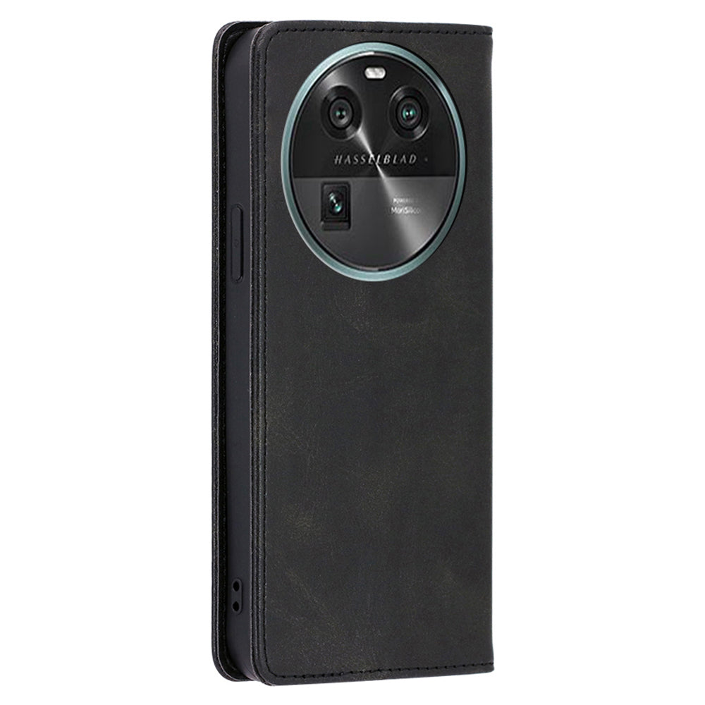 For Oppo Find X6 Calf Texture PU Leather Wallet Stand Phone Case Magnetic Adsorption Cover