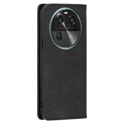 For Oppo Find X6 Calf Texture PU Leather Wallet Stand Phone Case Magnetic Adsorption Cover