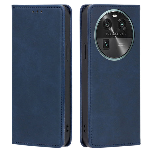 For Oppo Find X6 Calf Texture PU Leather Wallet Stand Phone Case Magnetic Adsorption Cover
