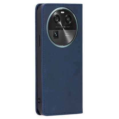 For Oppo Find X6 Calf Texture PU Leather Wallet Stand Phone Case Magnetic Adsorption Cover