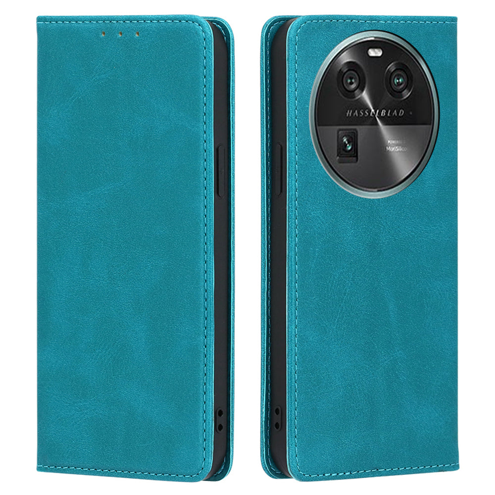 For Oppo Find X6 Calf Texture PU Leather Wallet Stand Phone Case Magnetic Adsorption Cover