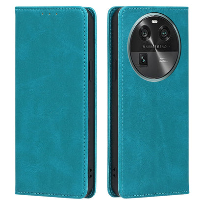 For Oppo Find X6 Calf Texture PU Leather Wallet Stand Phone Case Magnetic Adsorption Cover