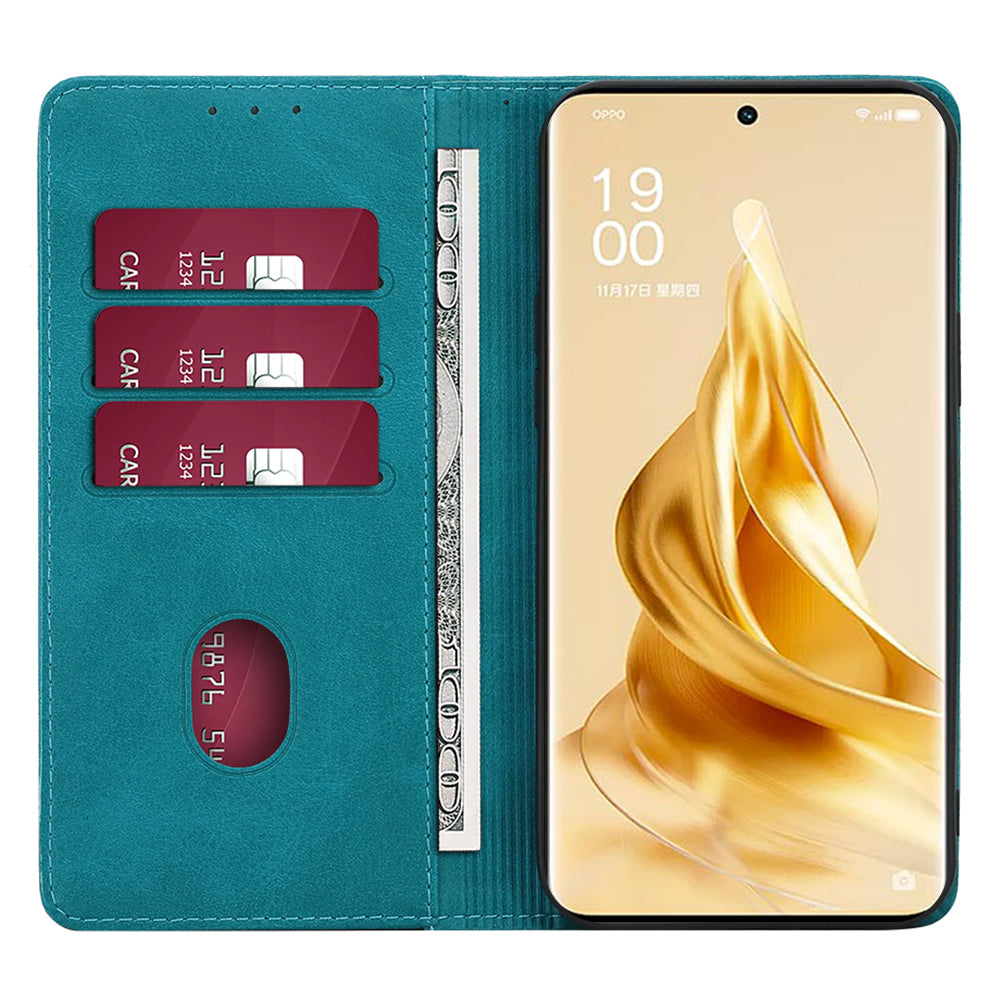 For Oppo Find X6 Calf Texture PU Leather Wallet Stand Phone Case Magnetic Adsorption Cover