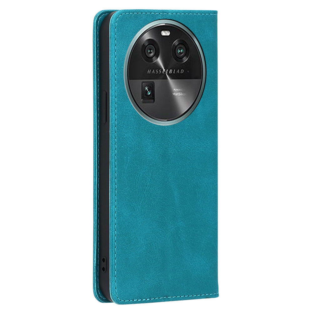 For Oppo Find X6 Calf Texture PU Leather Wallet Stand Phone Case Magnetic Adsorption Cover