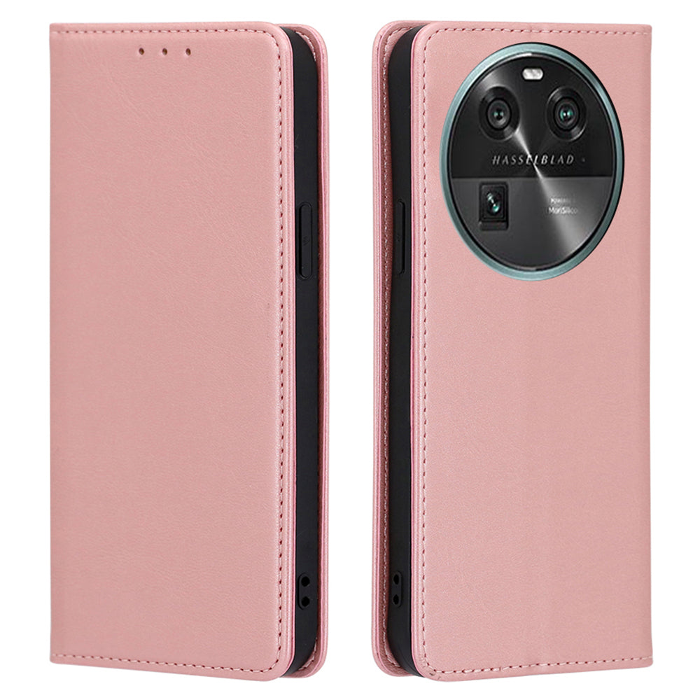 For Oppo Find X6 Calf Texture PU Leather Wallet Stand Phone Case Magnetic Adsorption Cover