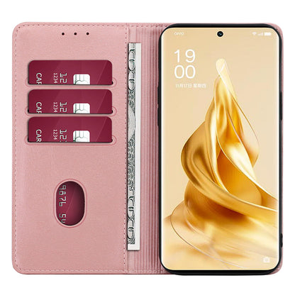 For Oppo Find X6 Calf Texture PU Leather Wallet Stand Phone Case Magnetic Adsorption Cover