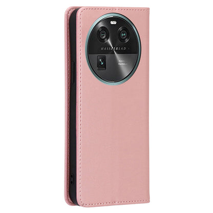 For Oppo Find X6 Calf Texture PU Leather Wallet Stand Phone Case Magnetic Adsorption Cover