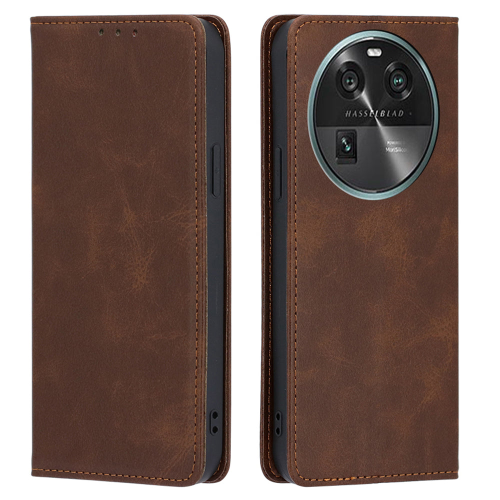 For Oppo Find X6 Calf Texture PU Leather Wallet Stand Phone Case Magnetic Adsorption Cover