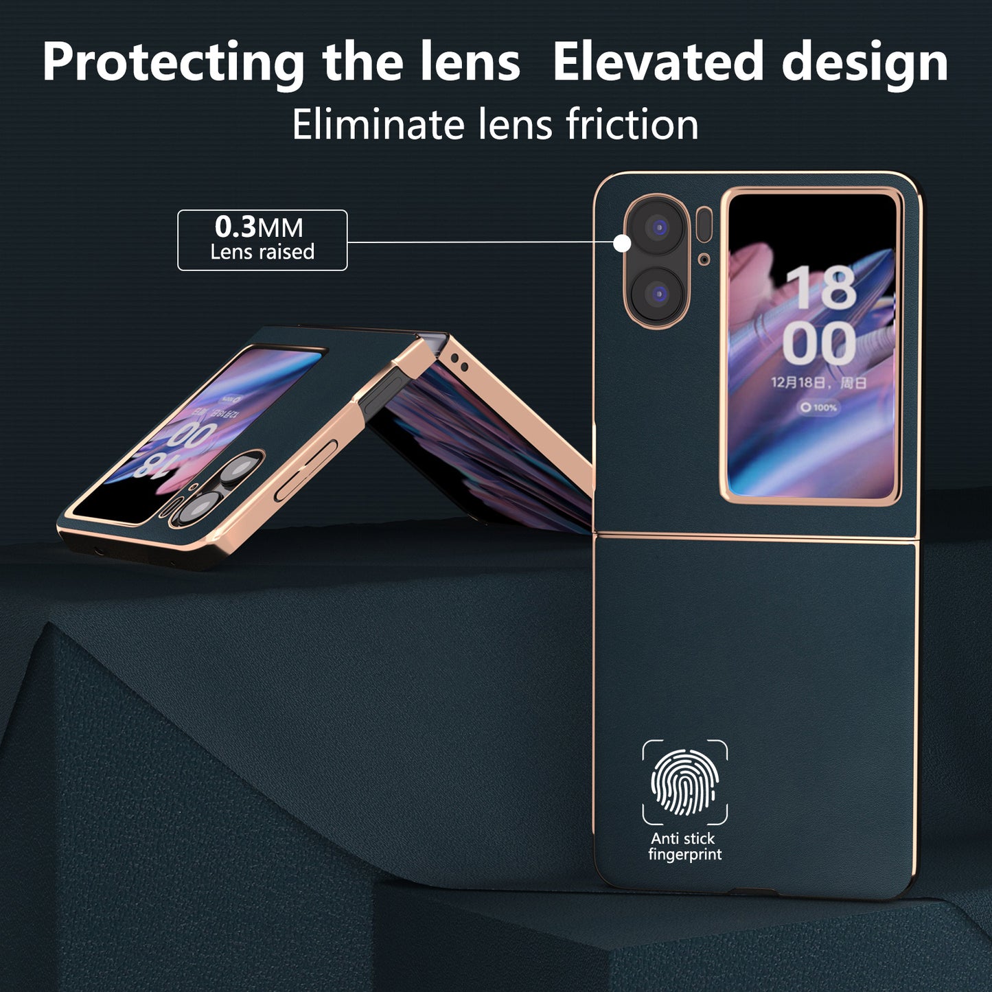 For Oppo Find N2 Flip 5G Genuine Cow Leather+TPU+PC Phone Case Electroplating Protective Phone Case