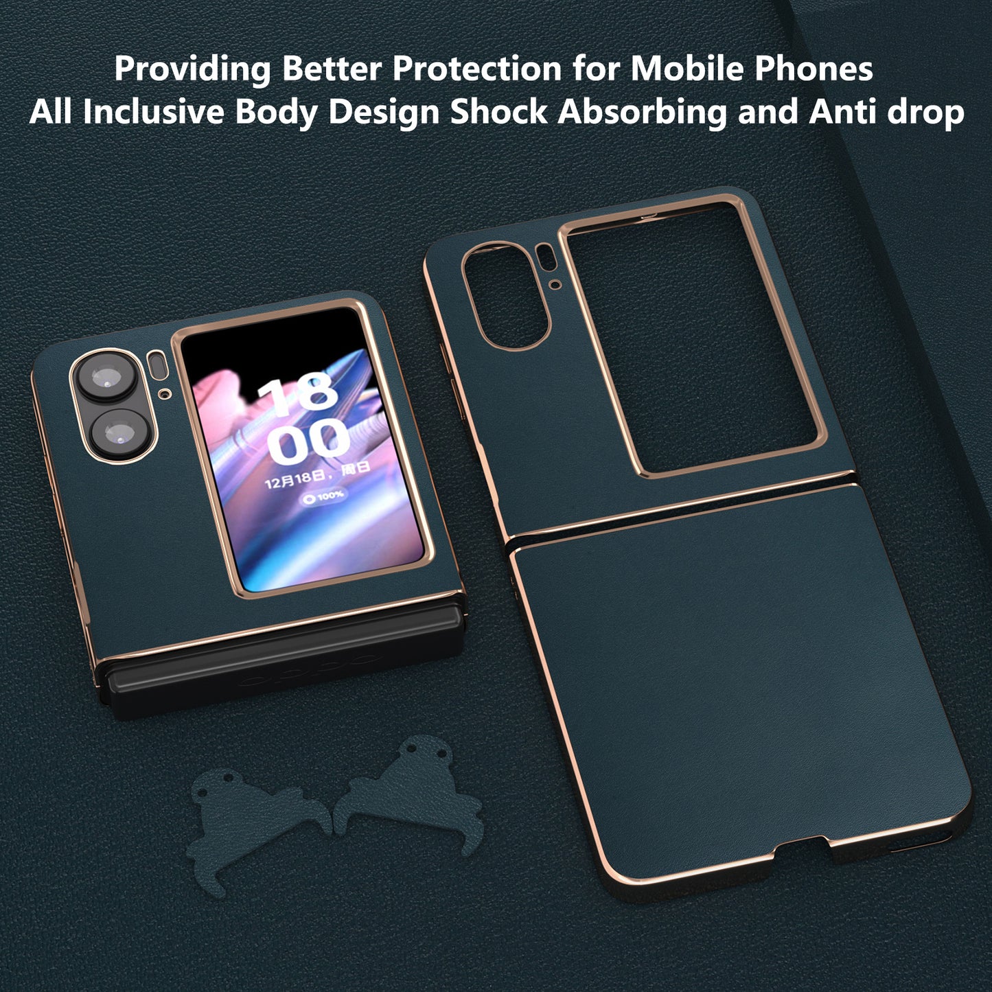 For Oppo Find N2 Flip 5G Genuine Cow Leather+TPU+PC Phone Case Electroplating Protective Phone Case