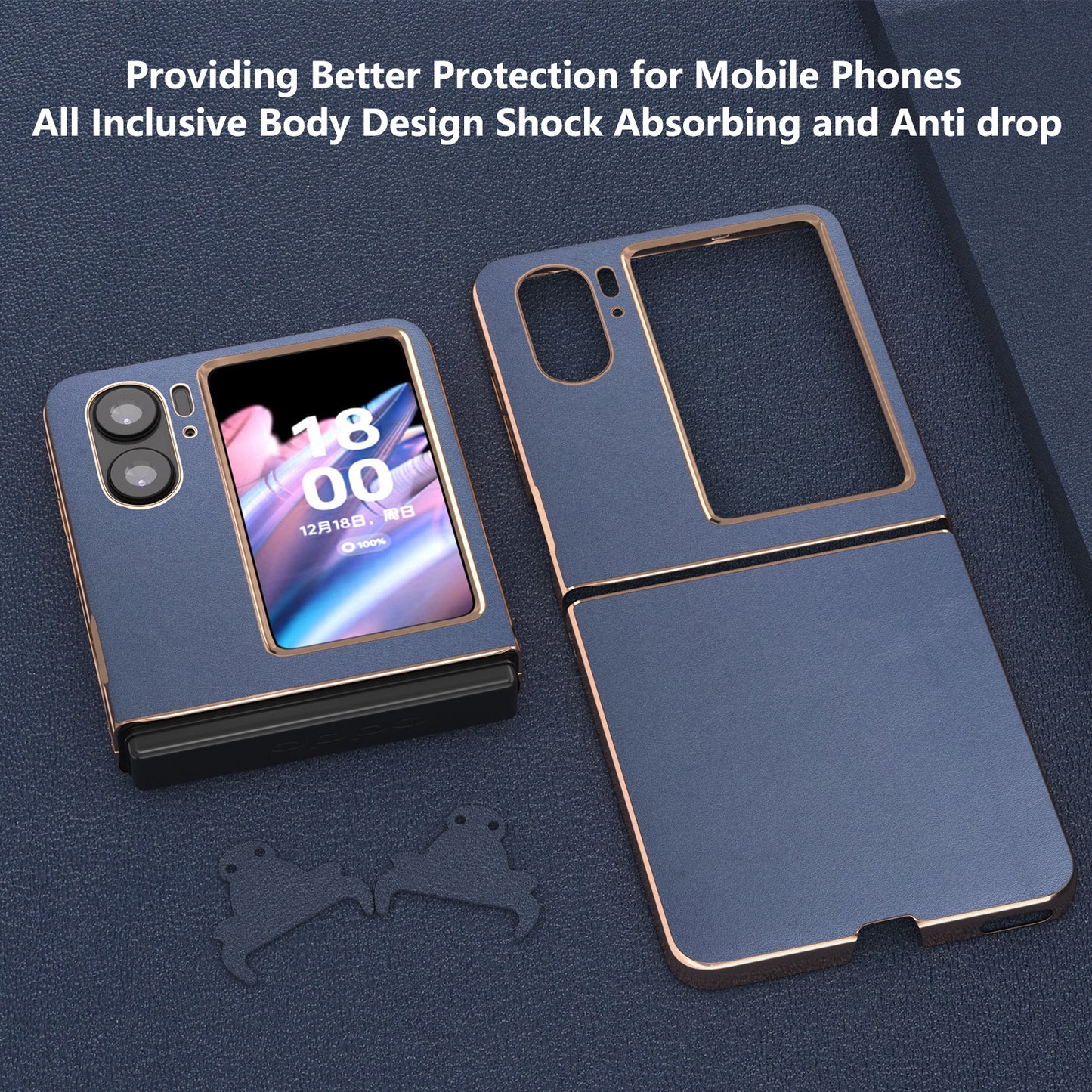 For Oppo Find N2 Flip 5G Genuine Cow Leather+TPU+PC Phone Case Electroplating Protective Phone Case