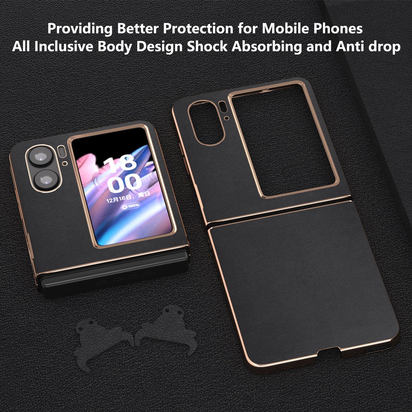 For Oppo Find N2 Flip 5G Genuine Cow Leather+TPU+PC Phone Case Electroplating Protective Phone Case