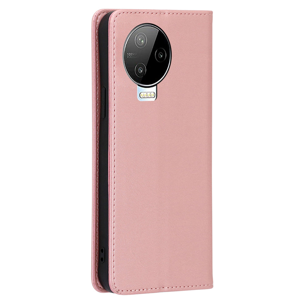 For Infinix Note 12 Pro 4G / Note 12 (2023) 4G PU Leather Wallet Stand Shell Calf Texture Magnetic Closing Phone Case