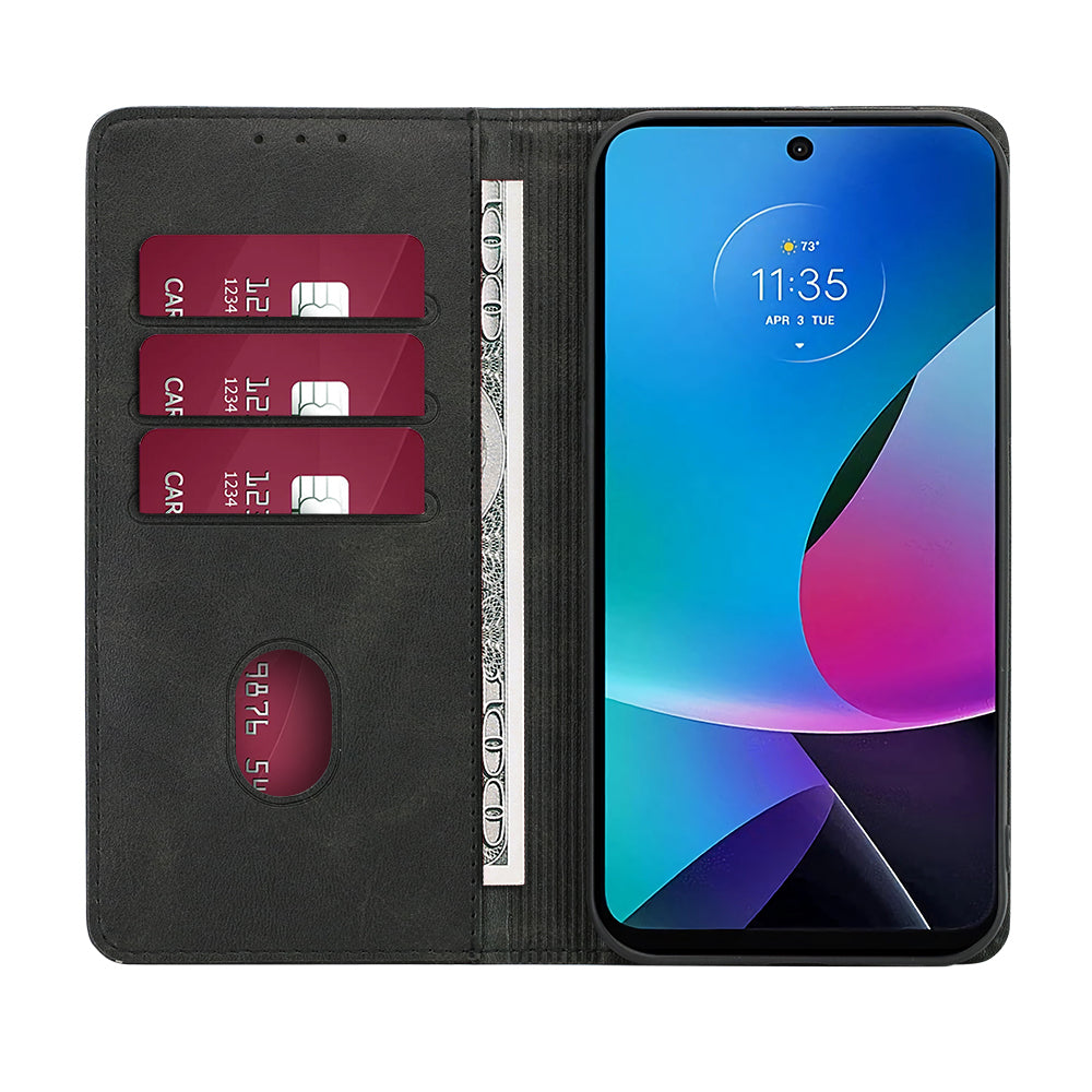 For Motorola Moto G Power 5G Magnetic Closing Stand Phone Case PU Leather Wallet Protective Shell