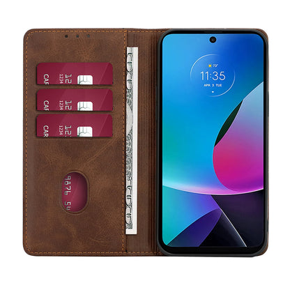 For Motorola Moto G Power 5G Magnetic Closing Stand Phone Case PU Leather Wallet Protective Shell
