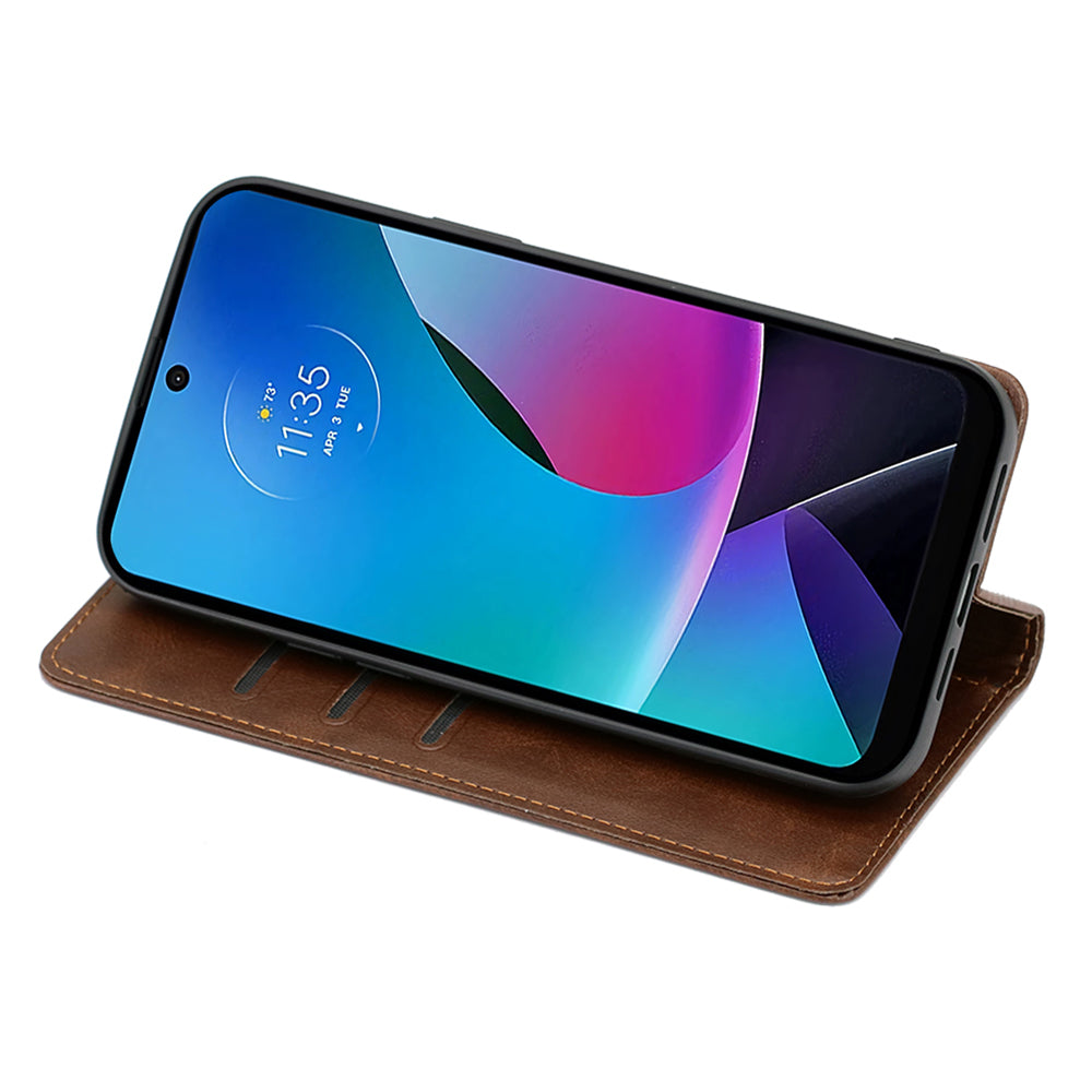 For Motorola Moto G Power 5G Magnetic Closing Stand Phone Case PU Leather Wallet Protective Shell
