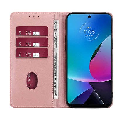 For Motorola Moto G Power 5G Magnetic Closing Stand Phone Case PU Leather Wallet Protective Shell