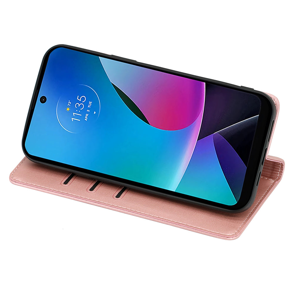 For Motorola Moto G Power 5G Magnetic Closing Stand Phone Case PU Leather Wallet Protective Shell