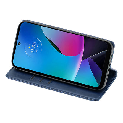 For Motorola Moto G Power 5G Magnetic Closing Stand Phone Case PU Leather Wallet Protective Shell
