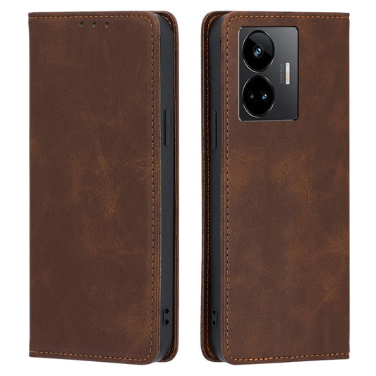 Leather Phone Case for Realme GT Neo 5 5G / GT3 5G / GT Neo 5 240W 5G Calf Texture Wallet Stand Magnetic Cover
