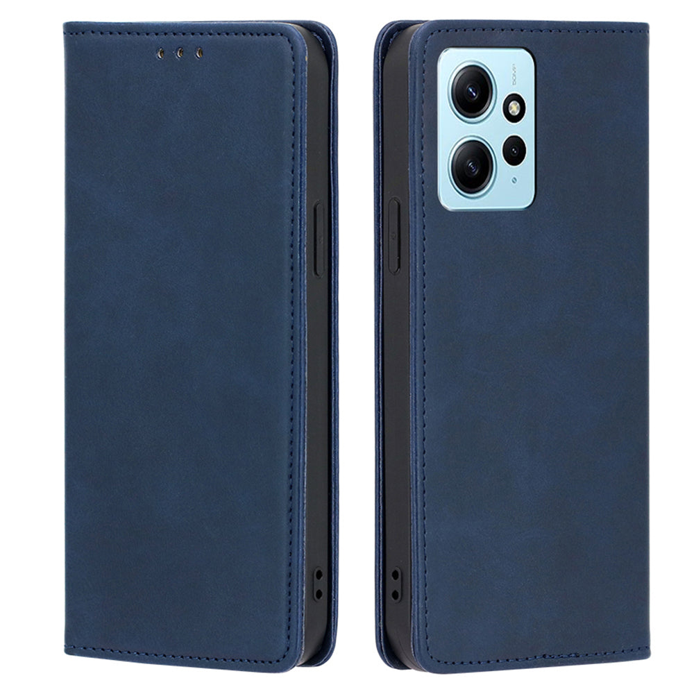 For Xiaomi Redmi Note 12 4G PU Leather Wallet Case Calf Texture Stand Magnetic Phone Cover