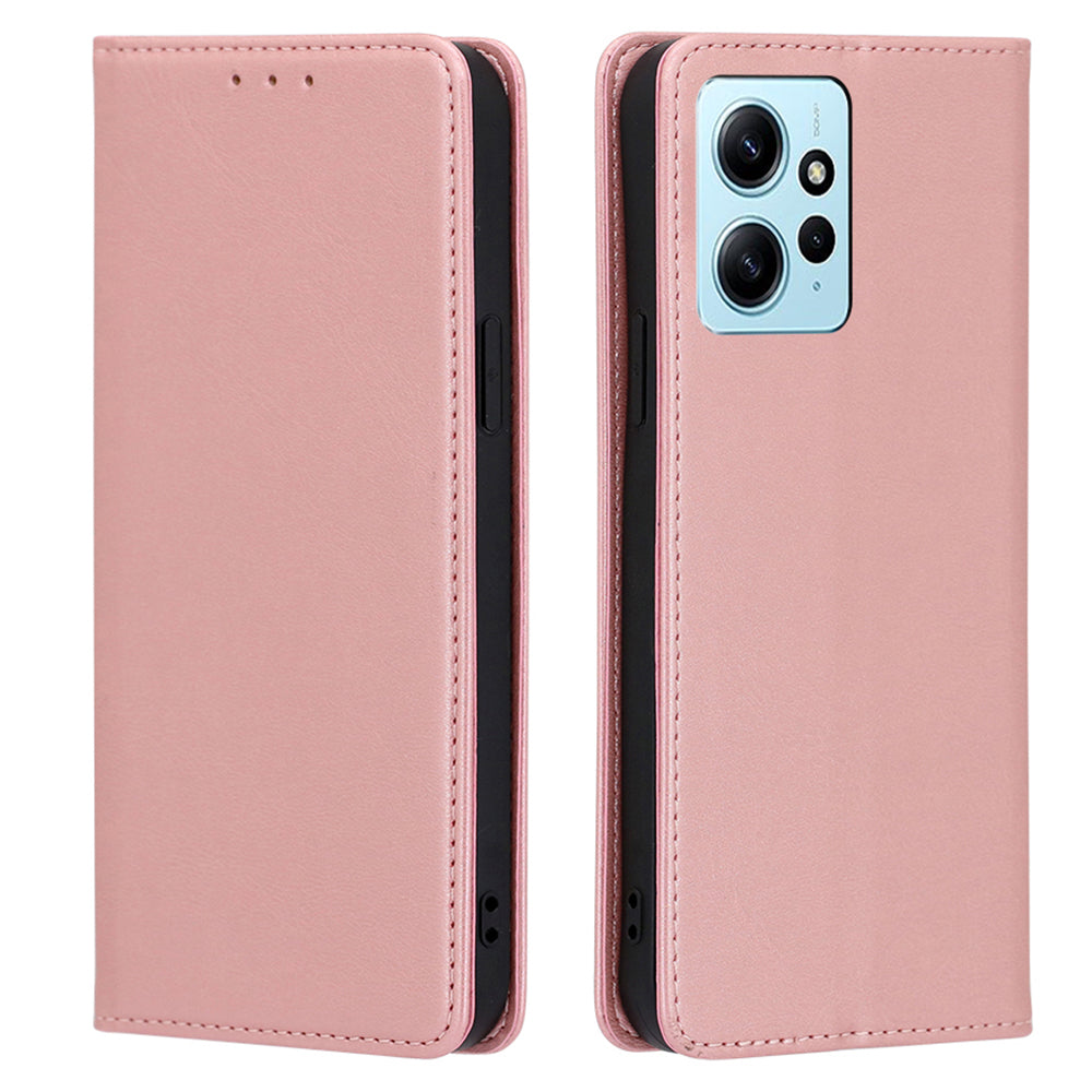 For Xiaomi Redmi Note 12 4G PU Leather Wallet Case Calf Texture Stand Magnetic Phone Cover
