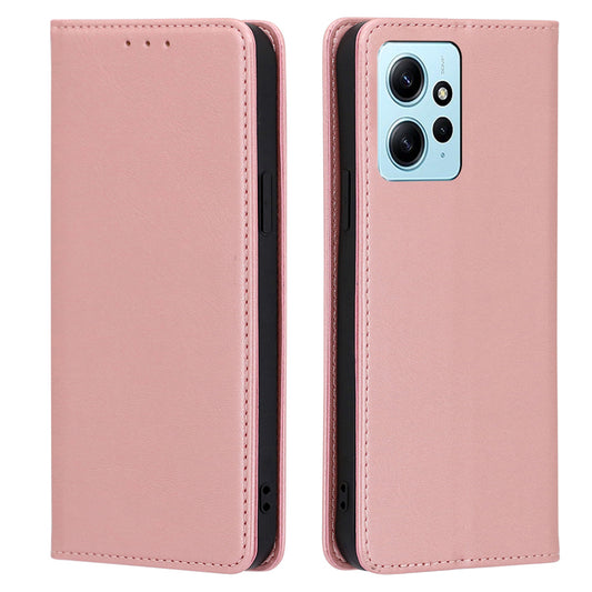 For Xiaomi Redmi Note 12 4G PU Leather Wallet Case Calf Texture Stand Magnetic Phone Cover
