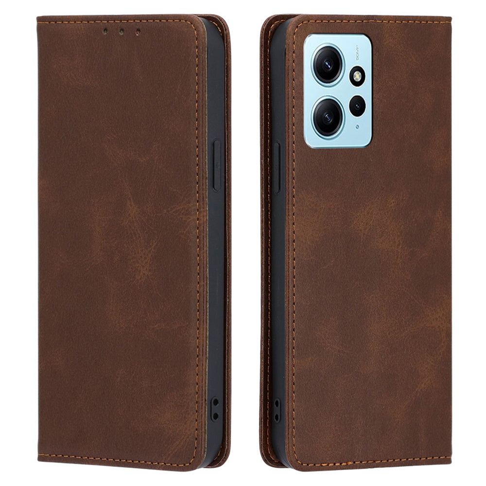 For Xiaomi Redmi Note 12 4G PU Leather Wallet Case Calf Texture Stand Magnetic Phone Cover