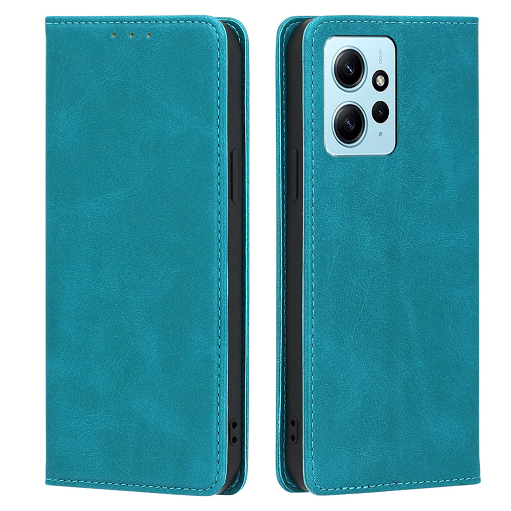 For Xiaomi Redmi Note 12 4G PU Leather Wallet Case Calf Texture Stand Magnetic Phone Cover