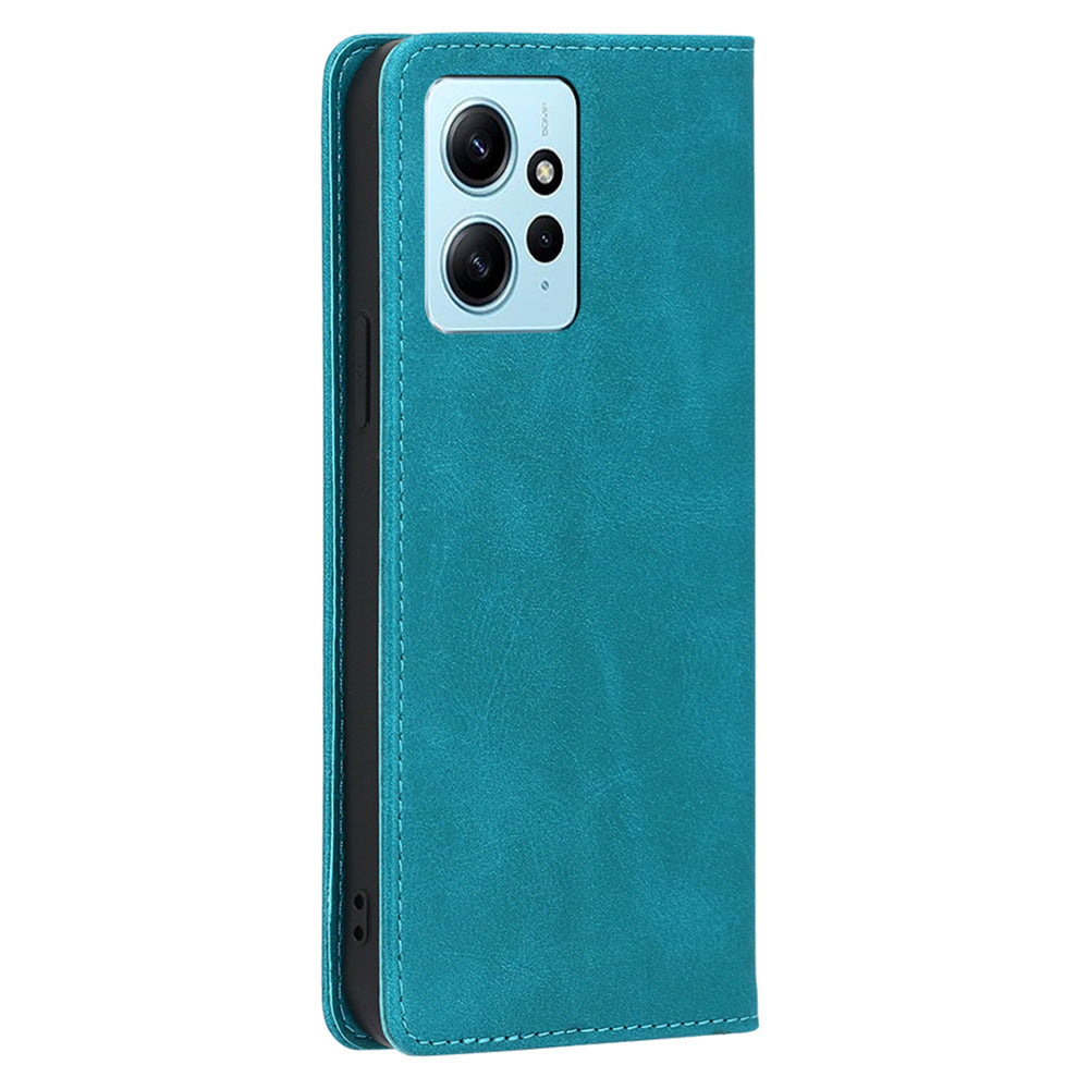 For Xiaomi Redmi Note 12 4G PU Leather Wallet Case Calf Texture Stand Magnetic Phone Cover