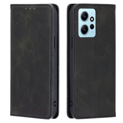 For Xiaomi Redmi Note 12 4G PU Leather Wallet Case Calf Texture Stand Magnetic Phone Cover