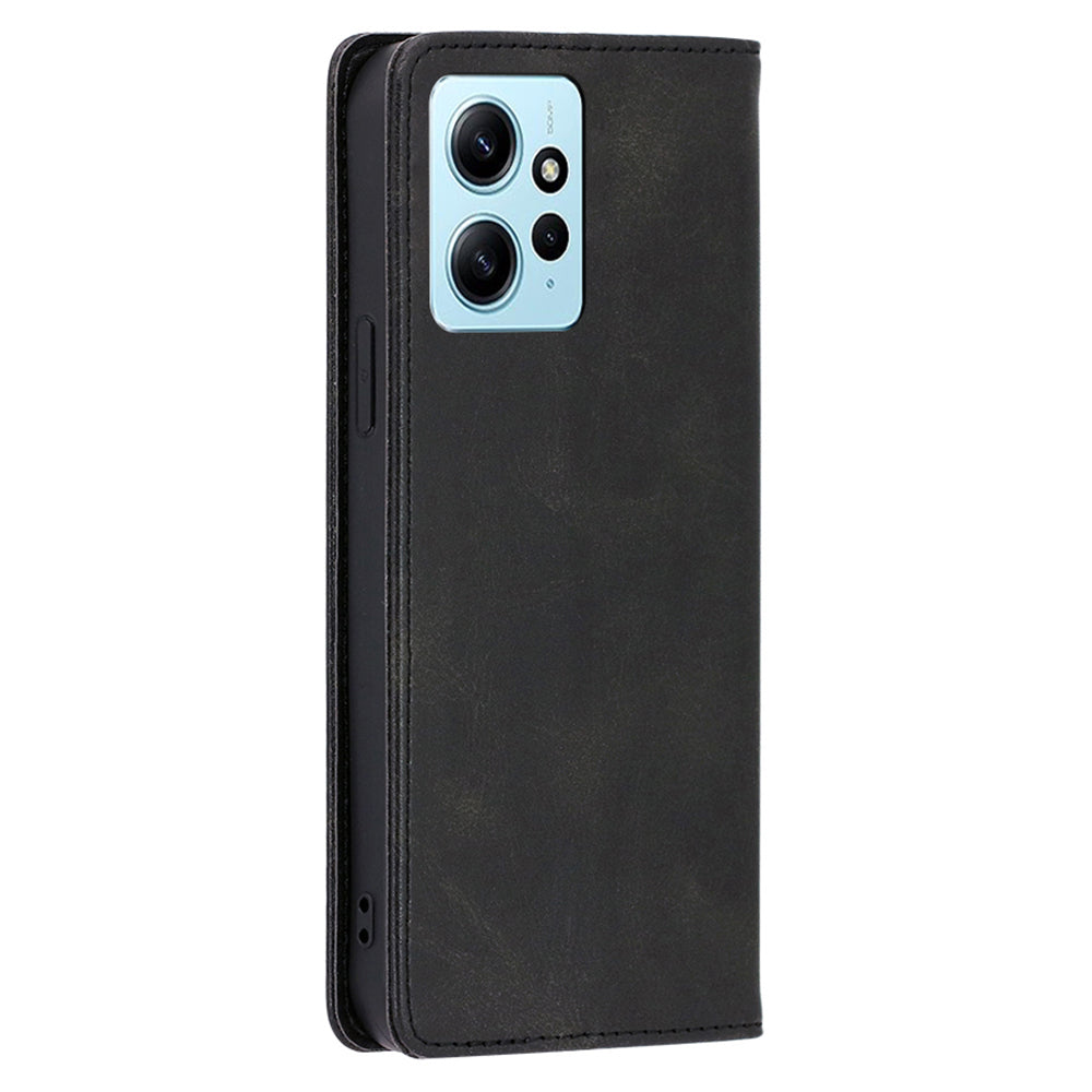For Xiaomi Redmi Note 12 4G PU Leather Wallet Case Calf Texture Stand Magnetic Phone Cover
