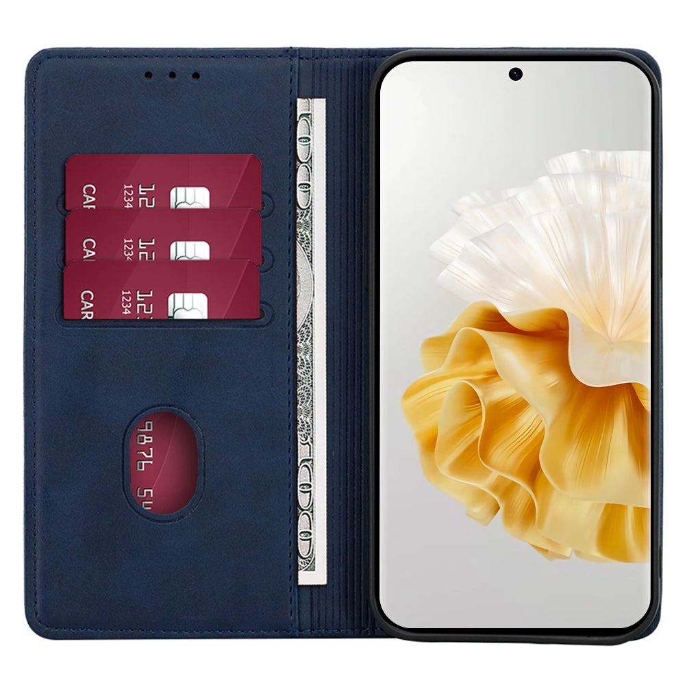 For Huawei P60 / P60 Pro PU Leather Phone Case Stand Wallet Calf Texture Magnetic Protective Cover