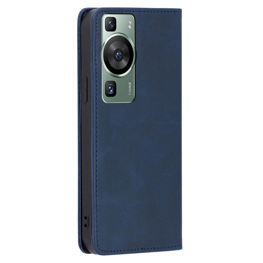 For Huawei P60 / P60 Pro PU Leather Phone Case Stand Wallet Calf Texture Magnetic Protective Cover