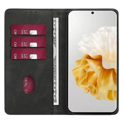 For Huawei P60 / P60 Pro PU Leather Phone Case Stand Wallet Calf Texture Magnetic Protective Cover