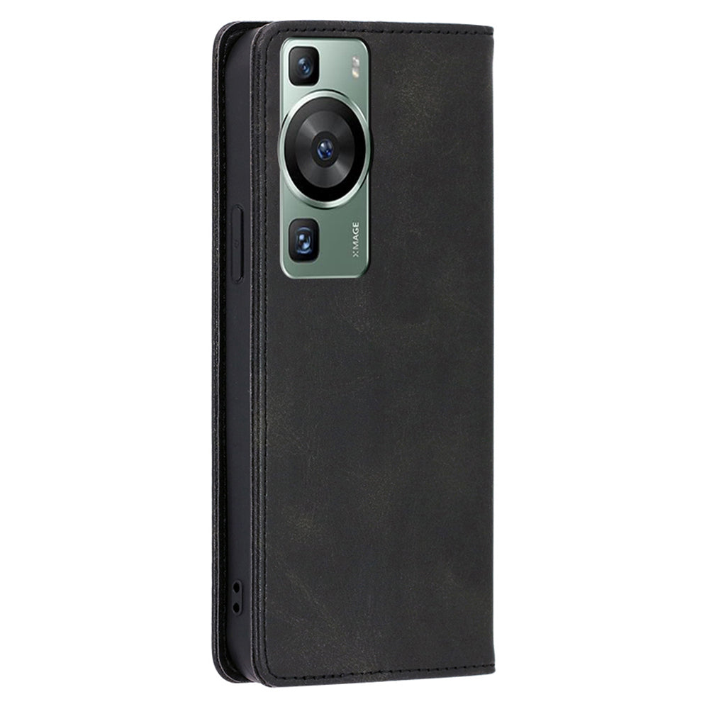 For Huawei P60 / P60 Pro PU Leather Phone Case Stand Wallet Calf Texture Magnetic Protective Cover